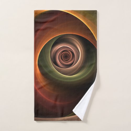 3D Spiral Abstract Warm Colors Modern Fractal Art Hand Towel