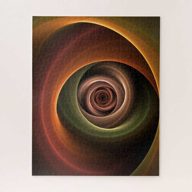 3D Spiral Abstract Warm Colors Modern Fractal Art Jigsaw Puzzle (Vertical)