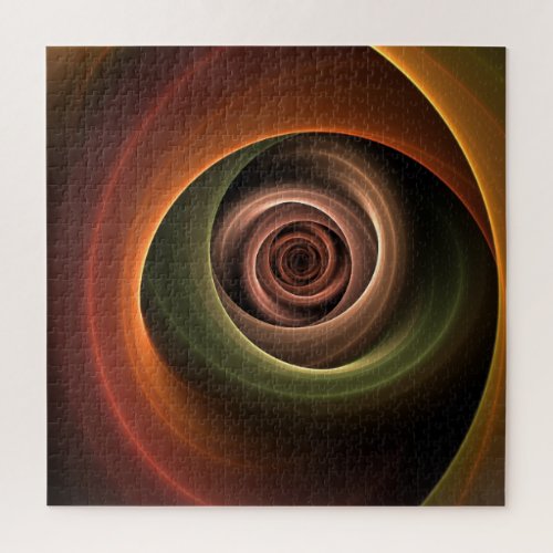 3D Spiral Abstract Warm Colors Modern Fractal Art Jigsaw Puzzle