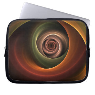 3D Spiral Abstract Warm Colors Modern Fractal Art Laptop Sleeve