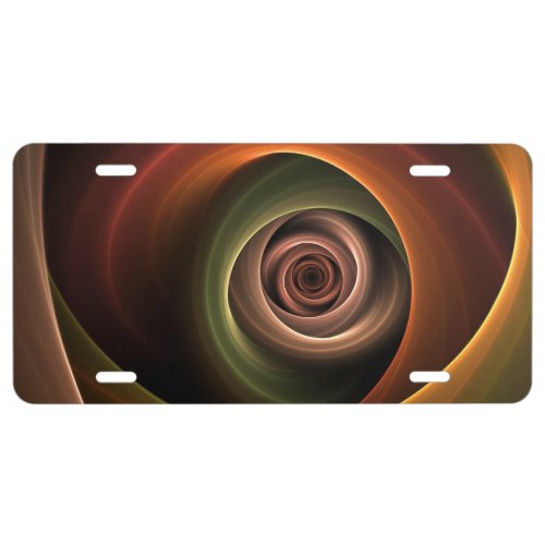 3D Spiral Abstract Warm Colors Modern Fractal Art License Plate