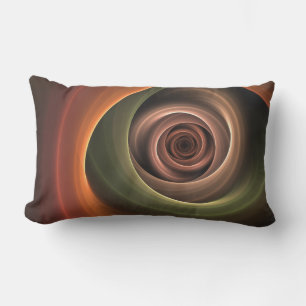 3D Spiral Abstract Warm Colors Modern Fractal Art Lumbar Pillow
