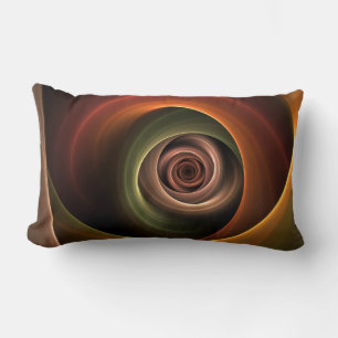 3D Spiral Abstract Warm Colors Modern Fractal Art Lumbar Pillow