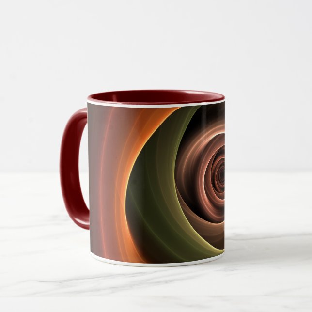 3D Spiral Abstract Warm Colors Modern Fractal Art Mug (Front Left)