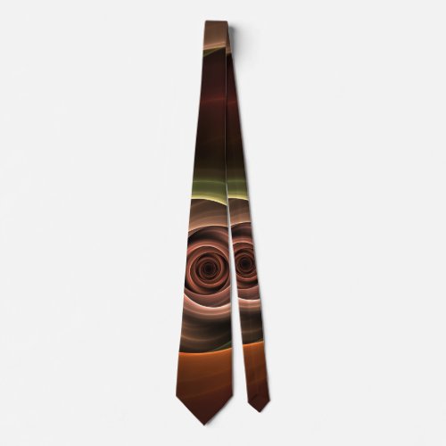 3D Spiral Abstract Warm Colors Modern Fractal Art Neck Tie