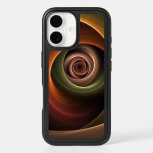 3D Spiral Abstract Warm Colors Modern Fractal Art iPhone 16 Case