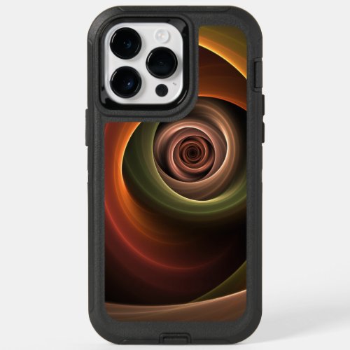 3D Spiral Abstract Warm Colors Modern Fractal Art OtterBox iPhone 14 Pro Max Case