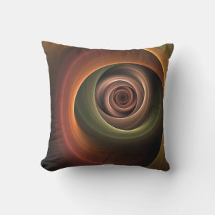 3D Spiral Abstract Warm Colors Modern Fractal Art Outdoor Pillow
