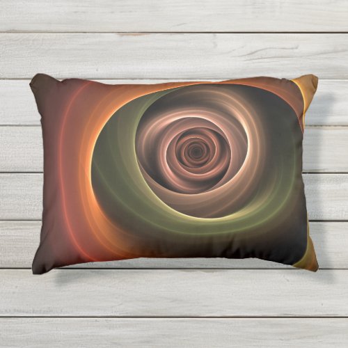 3D Spiral Abstract Warm Colors Modern Fractal Art Outdoor Pillow