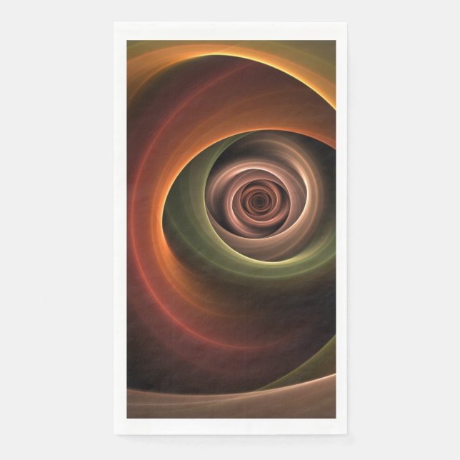 3D Spiral Abstract Warm Colors Modern Fractal Art Paper Guest Towels (Front)