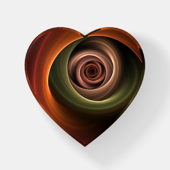 3D Spiral Abstract Warm Colors Modern Fractal Art Paperweight (Front)