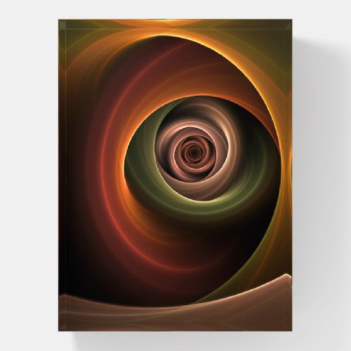 3D Spiral Abstract Warm Colors Modern Fractal Art Paperweight