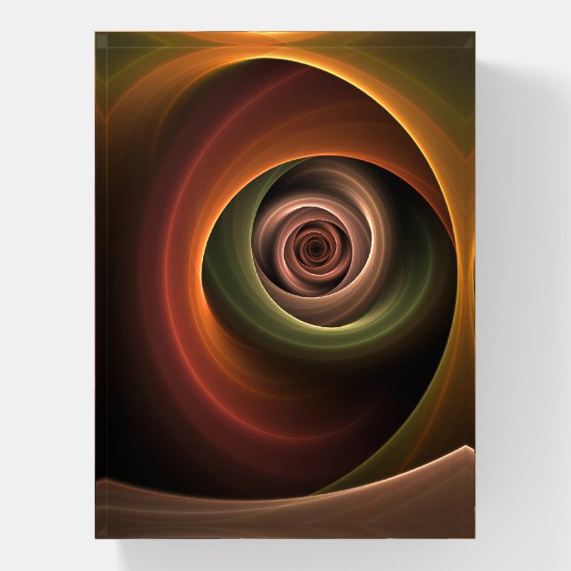 3D Spiral Abstract Warm Colors Modern Fractal Art Paperweight (Vertical)
