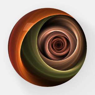 3D Spiral Abstract Warm Colors Modern Fractal Art Paperweight