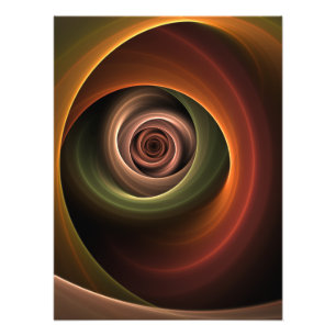 3D Spiral Abstract Warm Colors Modern Fractal Art Photo Print