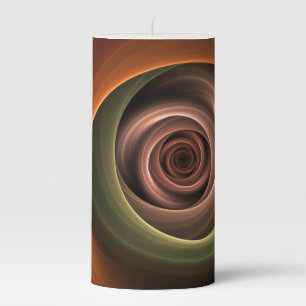 3D Spiral Abstract Warm Colors Modern Fractal Art Pillar Candle
