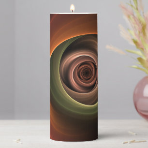 3D Spiral Abstract Warm Colors Modern Fractal Art Pillar Candle
