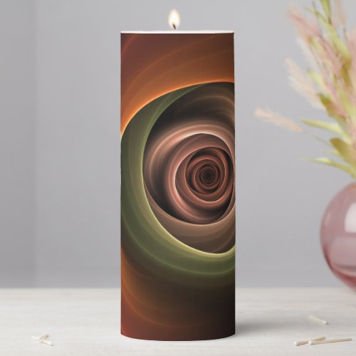 3D Spiral Abstract Warm Colors Modern Fractal Art Pillar Candle