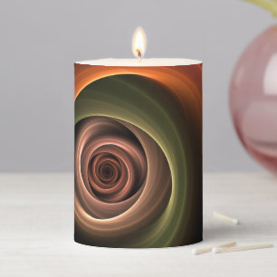 3D Spiral Abstract Warm Colors Modern Fractal Art Pillar Candle