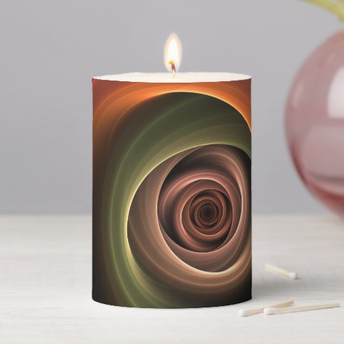 3D Spiral Abstract Warm Colors Modern Fractal Art Pillar Candle