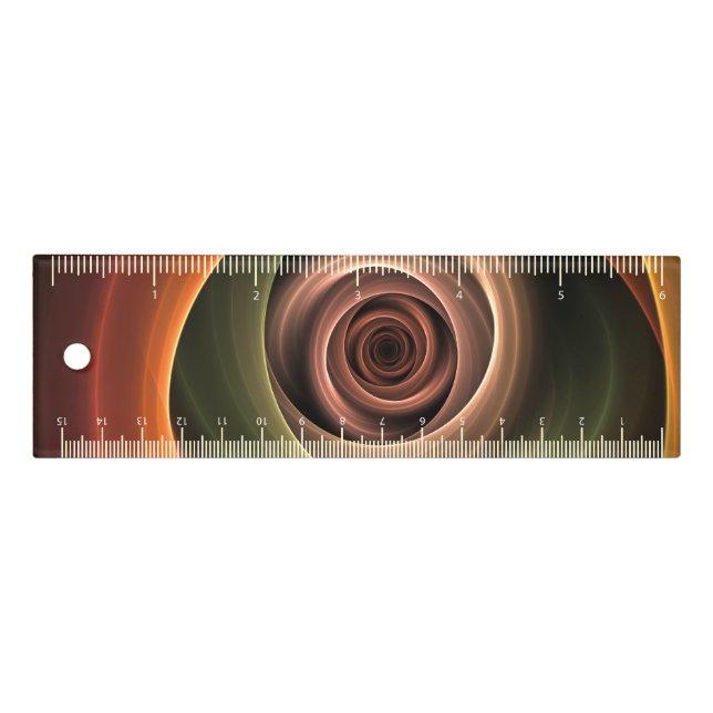 3D Spiral Abstract Warm Colors Modern Fractal Art Ruler (Front)