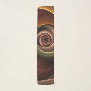 3D Spiral Abstract Warm Colors Modern Fractal Art Scarf