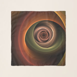 3D Spiral Abstract Warm Colors Modern Fractal Art Scarf
