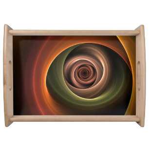 3D Spiral Abstract Warm Colors Modern Fractal Art Serving Tray