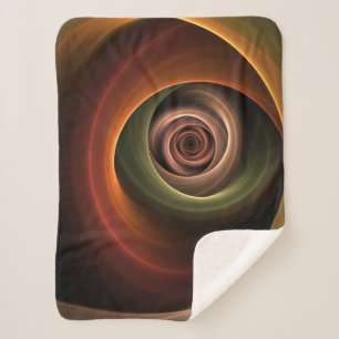 3D Spiral Abstract Warm Colors Modern Fractal Art Sherpa Blanket