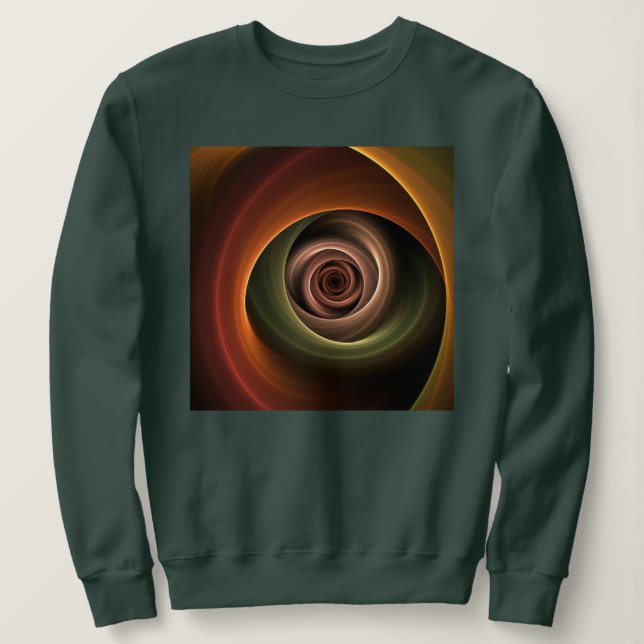3D Spiral Abstract Warm Colors Modern Fractal Art Sweatshirt (Design Front)