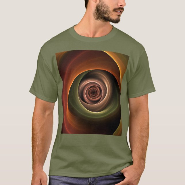 3D Spiral Abstract Warm Colors Modern Fractal Art T-Shirt (Front)