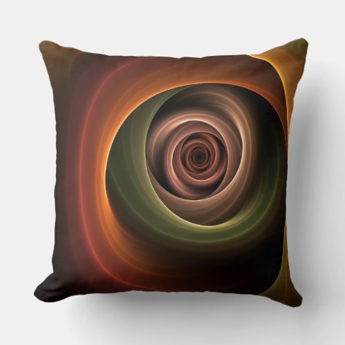 3D Spiral Abstract Warm Colors Modern Fractal Art Throw Pillow