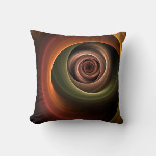 3D Spiral Abstract Warm Colors Modern Fractal Art Throw Pillow