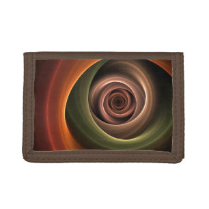 3D Spiral Abstract Warm Colors Modern Fractal Art Tri-fold Wallet
