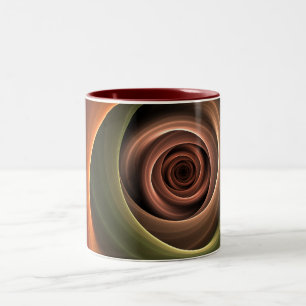3D Spiral Abstract Warm Colors Modern Fractal Art Two-Tone Coffee Mug