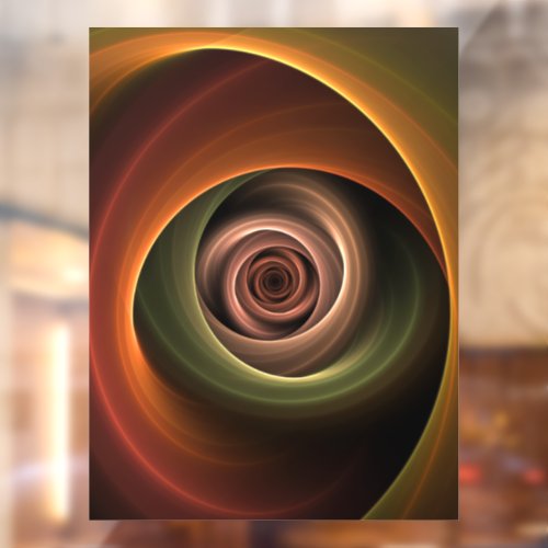 3D Spiral Abstract Warm Colors Modern Fractal Art Window Cling