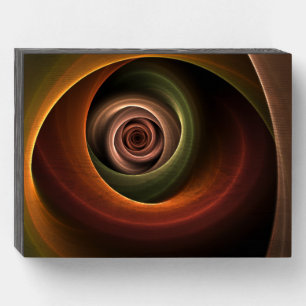 3D Spiral Abstract Warm Colors Modern Fractal Art Wooden Box Sign