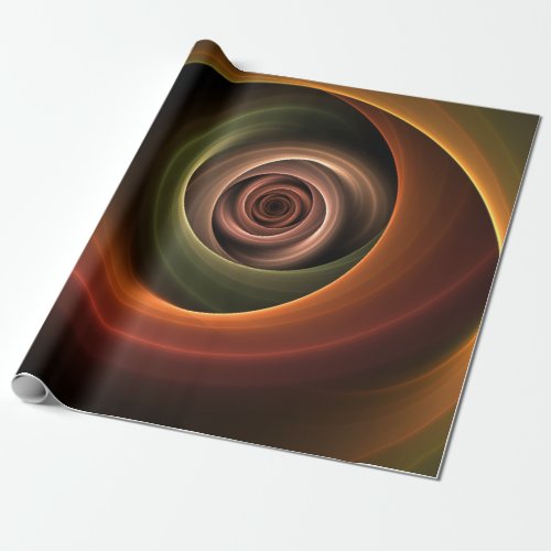 3D Spiral Abstract Warm Colors Modern Fractal Art Wrapping Paper
