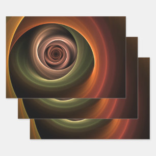 3D Spiral Abstract Warm Colors Modern Fractal Art Wrapping Paper Sheets
