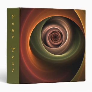 3D Spiral Abstract Warm Colors Modern Fractal Name 3 Ring Binder