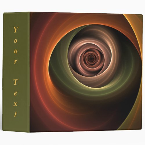 3D Spiral Abstract Warm Colors Modern Fractal Name 3 Ring Binder