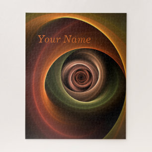 3D Spiral Abstract Warm Colors Modern Fractal Name Jigsaw Puzzle