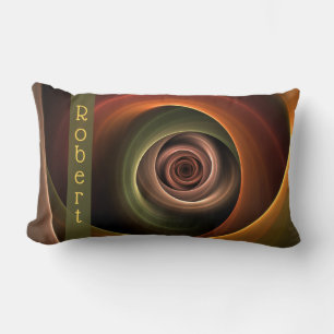 3D Spiral Abstract Warm Colors Modern Fractal Name Lumbar Pillow