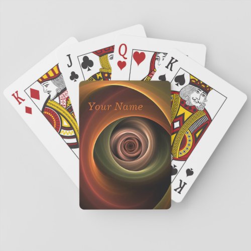 3D Spiral Abstract Warm Colors Modern Fractal Name Playing Cards