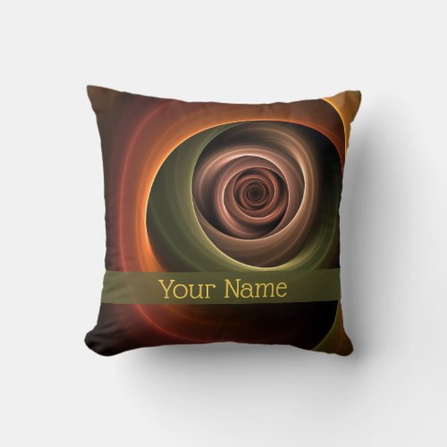 3D Spiral Abstract Warm Colors Modern Fractal Name Throw Pillow