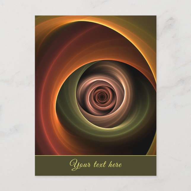 3D Spiral Abstract Warm Colors Modern Fractal Text Postcard (Front)