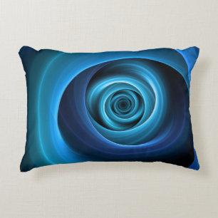 3D Spiral Blue Colors Modern Abstract Fractal Art Accent Pillow