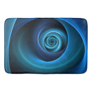 3D Spiral Blue Colors Modern Abstract Fractal Art Bath Mat