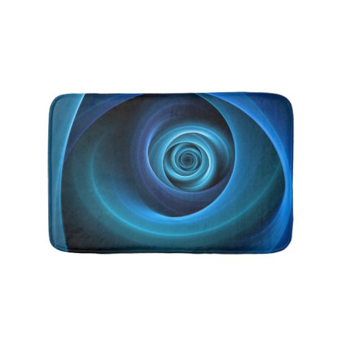 3D Spiral Blue Colors Modern Abstract Fractal Art Bath Mat
