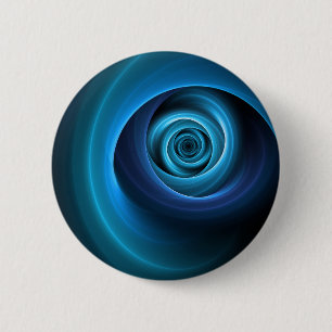 3D Spiral Blue Colors Modern Abstract Fractal Art Button